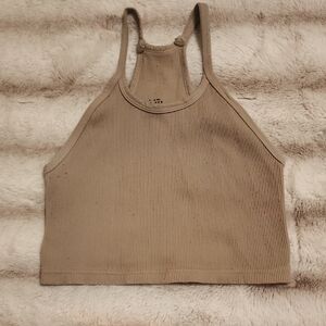 GUC XL Free People Brown Ribbed Crop Tank Top